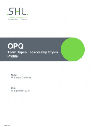 OPQ Team Types & Leadership Styles Profile Std v2.0 English International